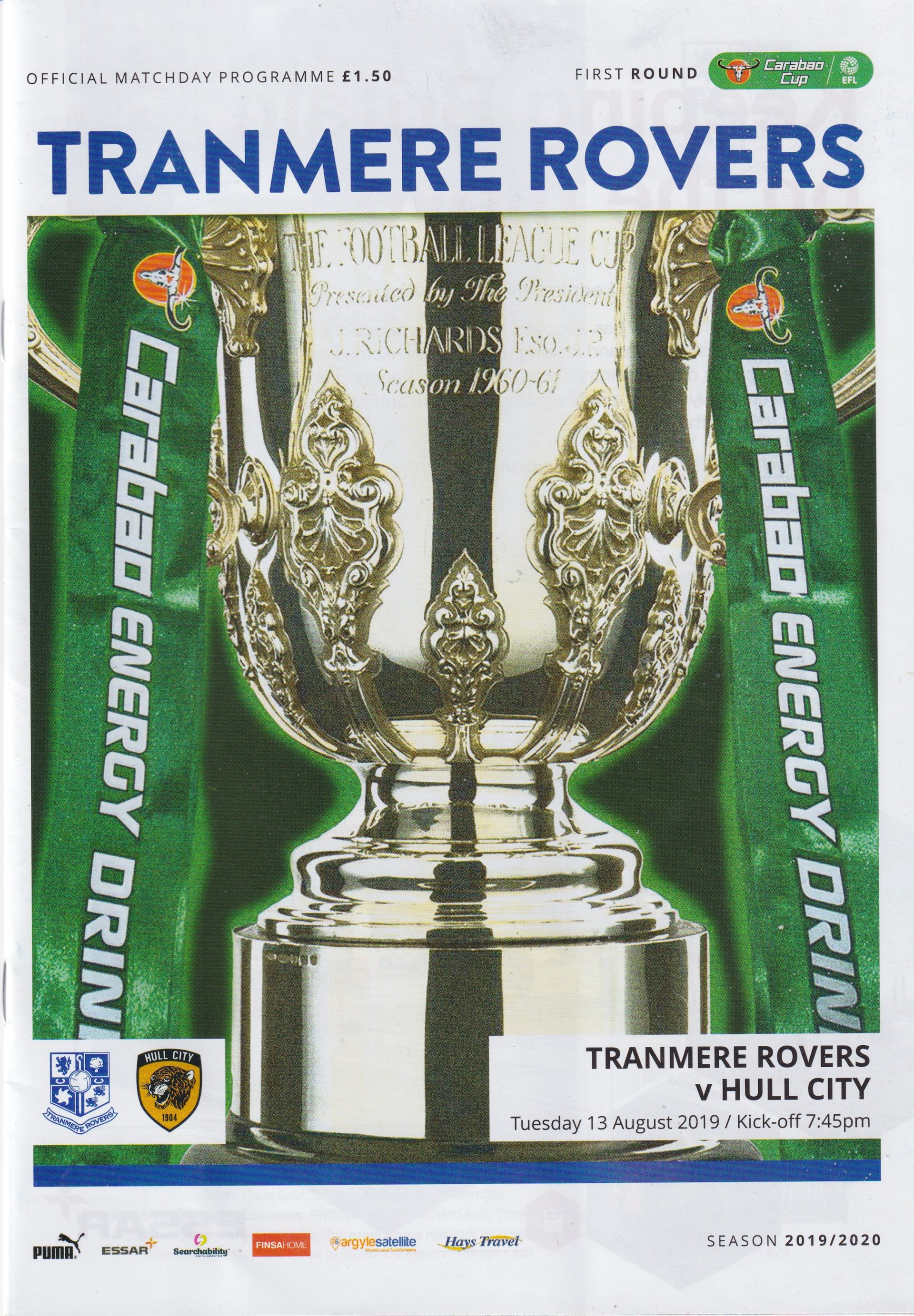 Tranmere Rovers v Hull City match programme